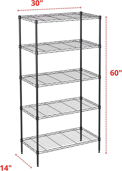 5 Tier Wire Shelving Unit Storage Rack, Metal Heavy Duty Utility Organizers - Image 3