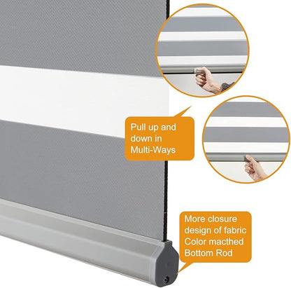 Persilux Cordless Zebra Blinds for Windows Free-Stop Roller Window Shades Dual - Image 3