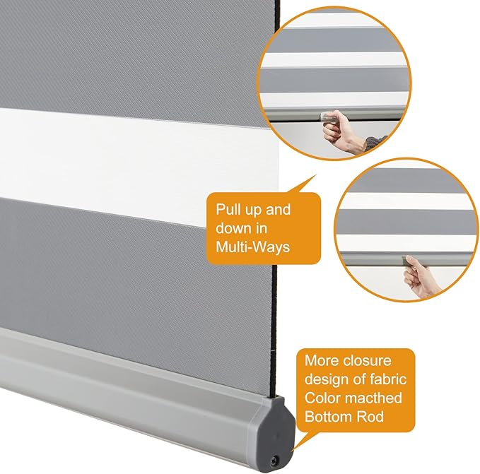 Persilux Window Blinds Cordless, Zebra Roller Shades - Image 3