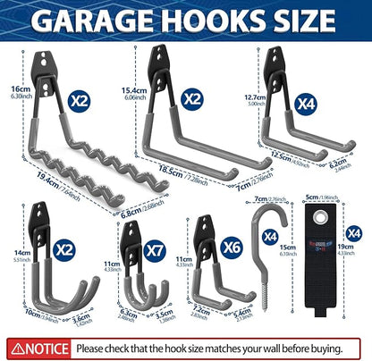 3-H Garage Wall Hooks 31 Pack, Garage Hooks Heavy Duty - Image 3