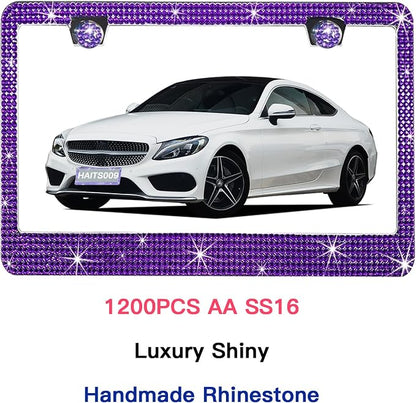 2 Pack License Plate Frames for Women, Sparkly Rhinestone Diamond Car - Image 5