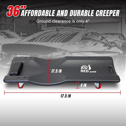 BIG RED Torin 36" Rolling Garage Creeper, Shop Creeper Blow Molded Plastic - Image 3