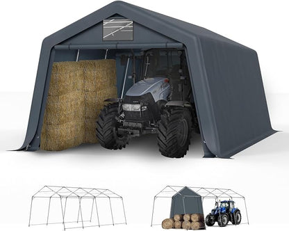 GREEN PARTY Storage Shelter Shed, 13x22 ft Portable Shed Outdoor Carport by GREENPARTY