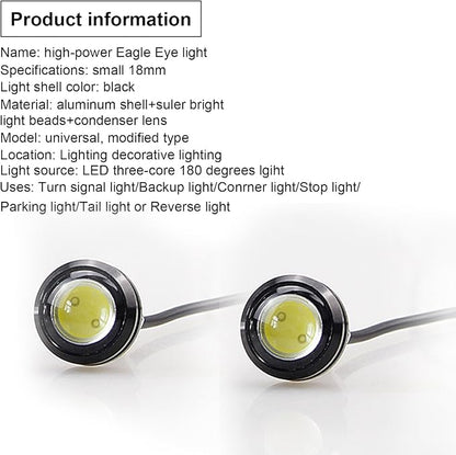 LEADTOPS 10Pcs 18mm 12V Eagle Eye LED Car Fog DRL Daytime Running Light Backup - Image 6