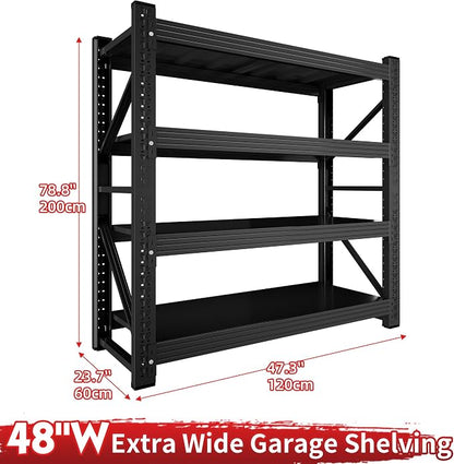 4000LBS Garage Shelving 48" W Garage Shelving Heavy Duty 4-Tier Metal Storage - Image 3