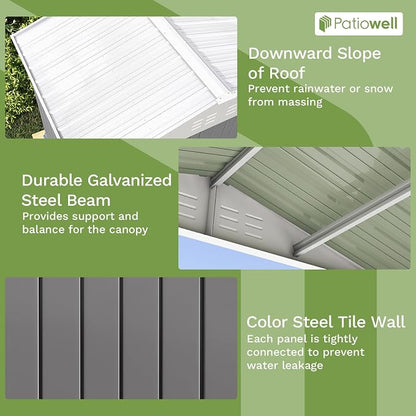 Patiowell 8x6 FT Outdoor Storage Shed, Garden Storage Shed - Image 4