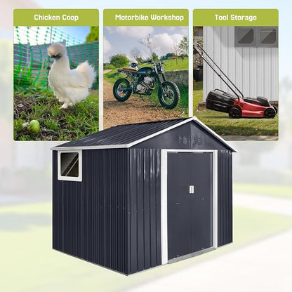 9 x 6.4 Ft Outdoor Storage Shed, Heavy-Duty Metal Shed - Image 3