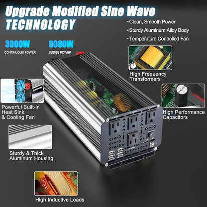 3000W Power Inverter 12V to 110V/120V DC to AC - Image 5