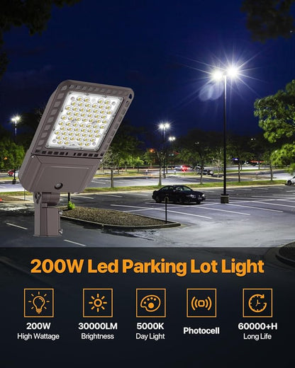 Parking Lot Light 200W 30, 000LM Slip Fitter 200 Watt Led Street Pole Light - Image 8
