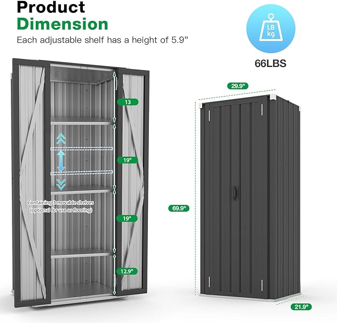 AECOJOY Outdoor Storage Cabinet, Outdoor Cabinets Waterproof - Image 5