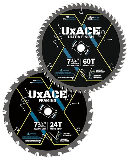 7-1/4-Inch 24&60-Tooth Circular Saw Blade by UXACETOOLS