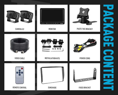 Fookoo Ⅱ 7" 1080P Wired Backup Camera System, 7-inch HD Dual Split Screen - Image 8