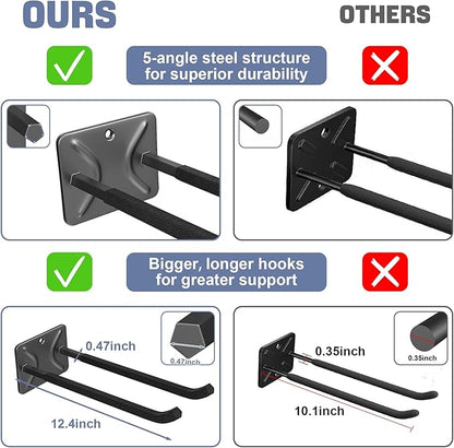WALMANN Wall Mounted Garage Hooks, Heavy Duty 12-inch Tool Hooks - Image 7