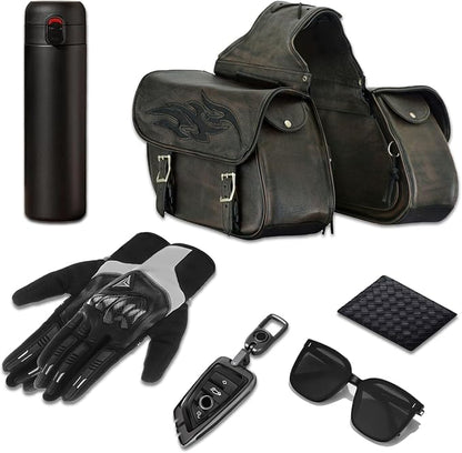 GARGOYLE BELLS Motorcycle Saddle Bags Leather Motorcycle Luggage Bag - Image 5
