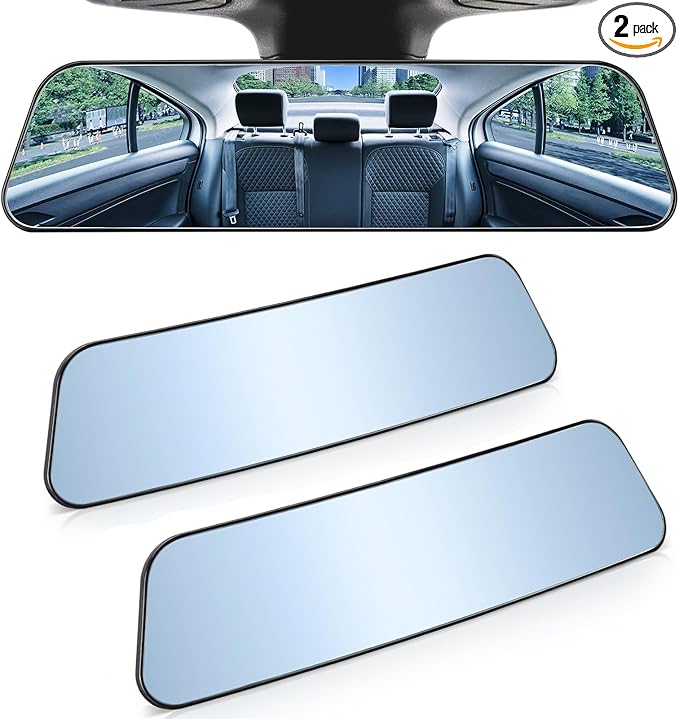 JOYTUTUS Rearview Mirror, 2 pack 12 Inch Panoramic Anti-Glare Clip-on Wide by JoyTutus