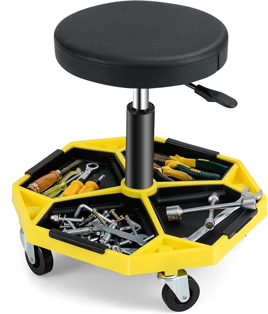 Adjustable Mechanic Rolling Stool, Pneumatic Rolling Stool by TOOLSEMPRE