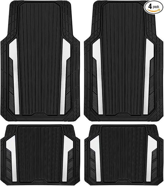 CAR PASS Heavy Duty Rubber Car Mats Metallic, Aluminum Film All Weather Floor by CARPASS