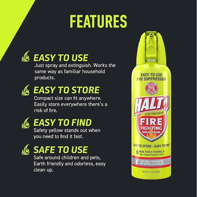 HALT! Fire Fighting Foam Spray – Non-Toxic, PFAS Free, Store & Find in - Image 3