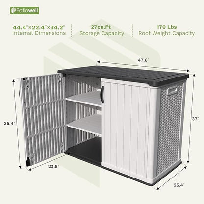 Patiowell 26 Cu.ft Plastic Outdoor Storage Shed w/o Shelf, Lockable Waterproof - Image 4