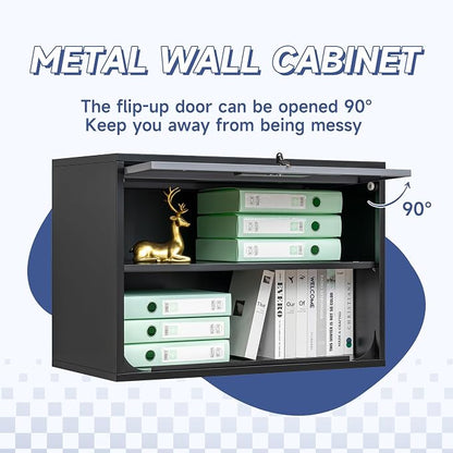 Metal Wall Cabinet with Locking Door and Shelf, Hanging Garage Cabinets with - Image 4