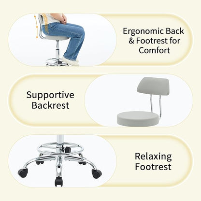 Rolling Massage Chair, Height Adjustable Salon Stool - Image 5