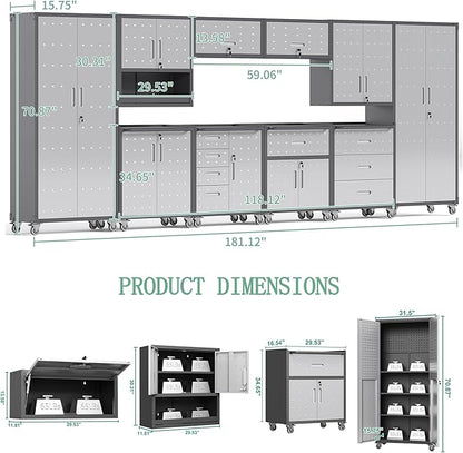 Metal Tool Cabinet, Garage Storage Cabinet System, Wall Cabinet & Locking - Image 2