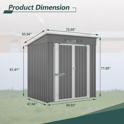 Outdoor Storage Shed, 6X4 FT Metal Garden Shed - Image 2