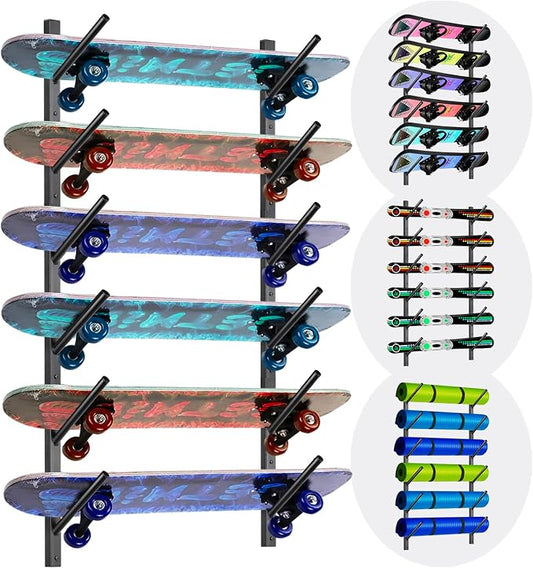 Skateboard Rack Wall Mount – Skateboard Wall Hanger, Snowboard Display Wall by Unknown