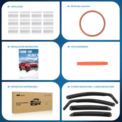 Nilight Vent Window Visors for Ford Fusion 2013 2014 2015 2016 2017 2018 2019 - Image 6