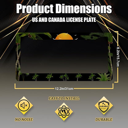 Palm Trees Sunset License Plate Frame Tropical Plants License Plate Holder - Image 2