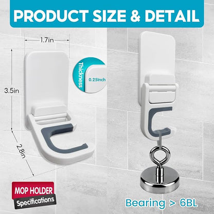 Broom Holder Wall Mount, 6 Pack Broom and Mop Organizer Wall Hanging Self - Image 5