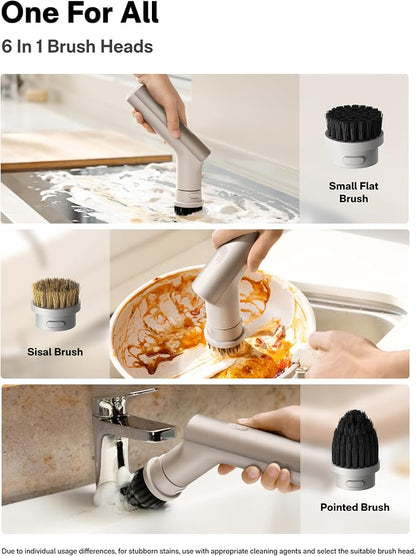 HOTO Cordless Electric Spin Scrubber, IPX7 Full Body Waterproof Dish Scrubber - Image 2