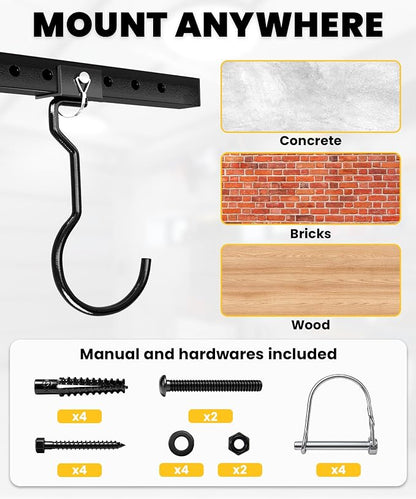 Bike Rack Celling Mount for Garage, Indoor Hangers Storage for 8 Bicycles - Image 5