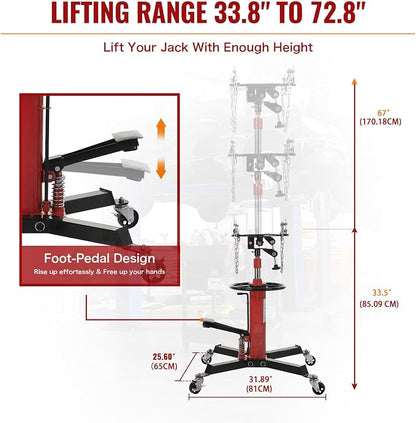 Hydraulic Transmission Jack 1322 LBS Capacity 33.8"-72.8" Lifting Height 2 - Image 6