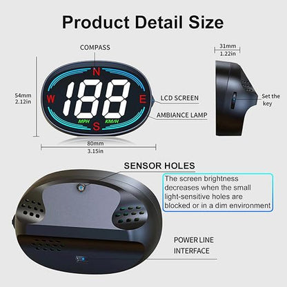 SinoTrack HUD GPS Speedometer Universal Car Heads-up Display 2.7inch MPH Speed - Image 6