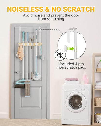 Lorbro Broom Holder Door Mount, Over the Door Broom and Mop Holder - Image 2