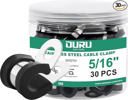 30pcs 5/16 Inch Stainless Steel Cable Clamps, Rubber Coated Cushioned Insulated by OURU
