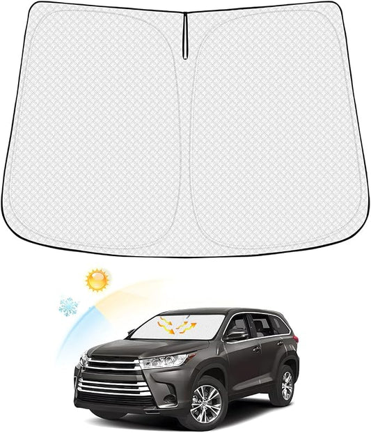 Windshield Sun Shade for Toyota Highlander 2014-2019 Thicken 6-Layer Foldable by Canvcle