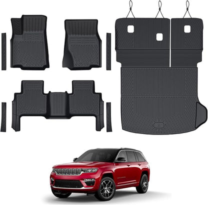 Floor Mats Set for 2022-2025 Jeep Grand Cherokee Accessories, Full Coverage All by GALVAGNITE