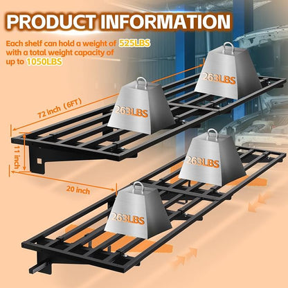 Garage Wall Shelving with Hooks, Loads 1050 lbs Heavy Duty Wall Shelves - Image 2
