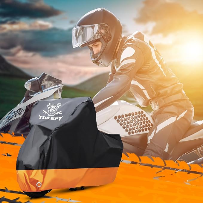Motorcycle Cover, All-Season Waterproof Outdoor Sun Protection Fit up to 91 - Image 7