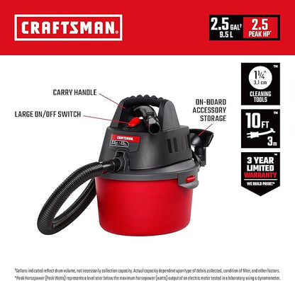 CRAFTSMAN CMXEVBE17596 20 Gal. 6.5 Peak HP Heavy Duty Wet/Dry Shop Vacuum - Image 3
