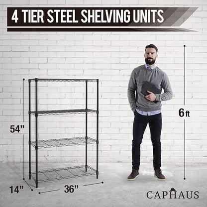 CAPHAUS 4-Tier Adjustable Height Wire Shelving Unit, Wire Rack Shelving - Image 3