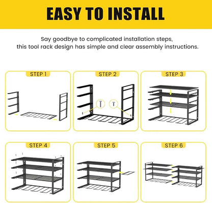 Wall Mount Power Tool Organizer, 4 Layer 12 Drill Hangers Storage Rack - Image 5