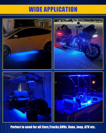 Blue Led Strip Lights, 24inch 12V Car LED Strip Light IP68 Waterproof Cuttable - Image 3