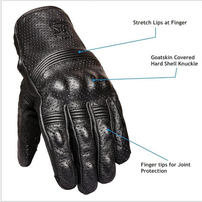 Leather Motorcycle Gloves for Men and Women | Touchscreen | Full Finger | - Image 4