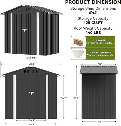 COMHOMA Shed Outdoor Storage Shed Metal, Lockable Doors Tool Sheds - Image 2