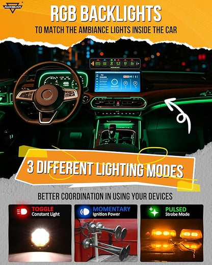 Auxbeam 6 Gang Slim Switch Panel RGB AS-R60 Toggle Momentary Pulsed Dimmable - Image 2