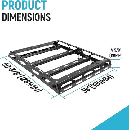 ECOTRIC 50" x 39" x 4.75" Roof Rack Cargo Basket W/Cross Bars Fit - Image 4