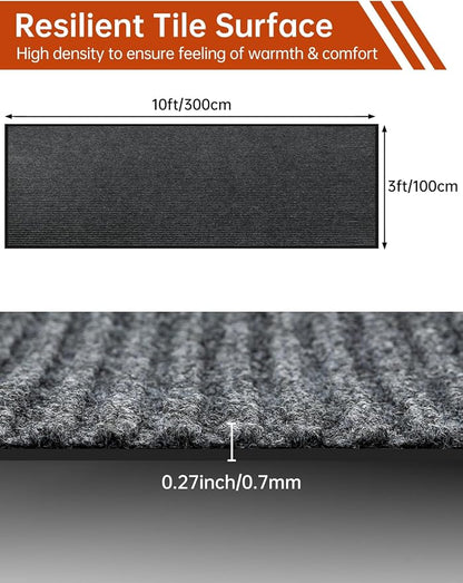 Urban Vista 3' x 10' Commercial Grade Striped Brush Step Entrance Mat, Vinyl - Image 2